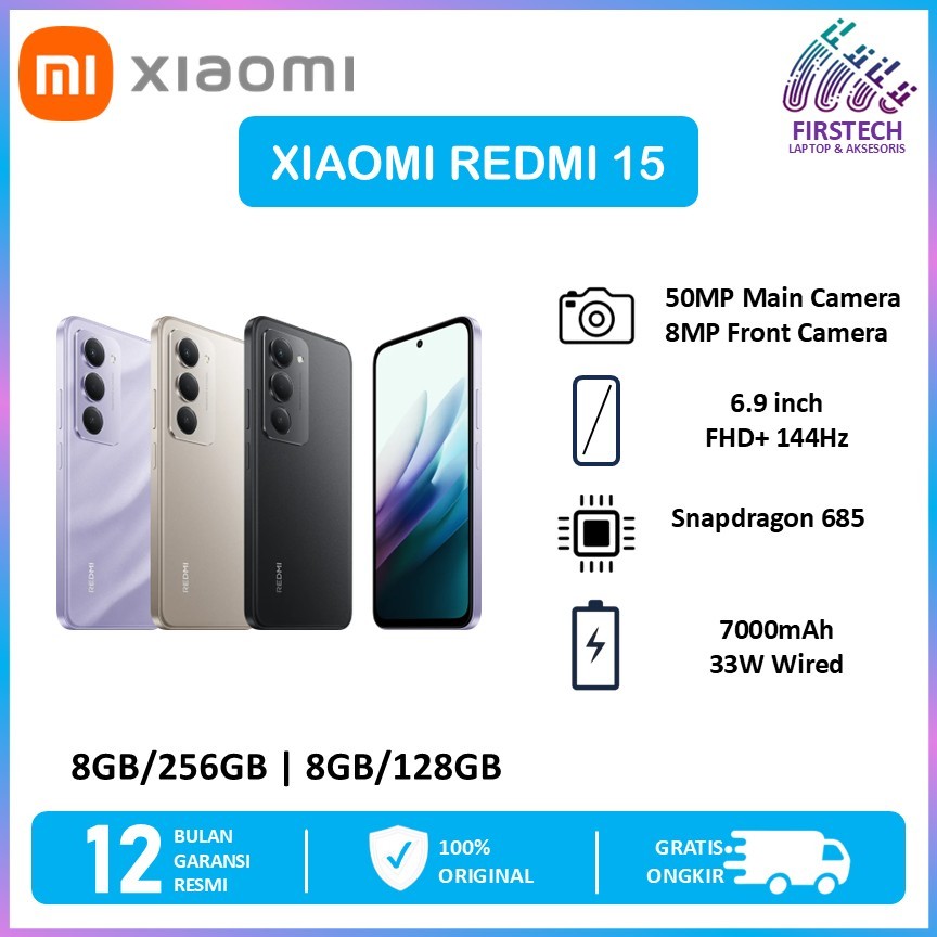 Jual XIAOMI REDMI 15 8GB 256GB Snapdragon 685 IP64 7000MAH | Shopee ...