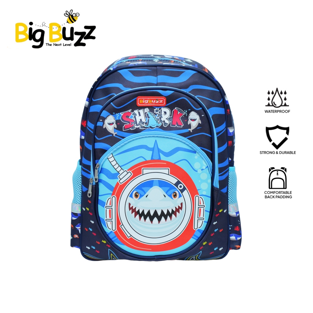 BigBuzz Tas Anak Shark Series – Backpack & Trolley Sekolah PAUD TK SD Anti  Air Premium