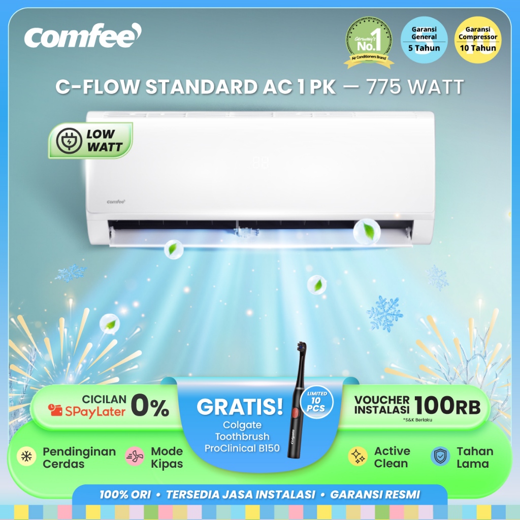 Jual COMFEE C-FLOW AC 1 PK STANDARD CFS-09FST Low Watt [INDOOR ...