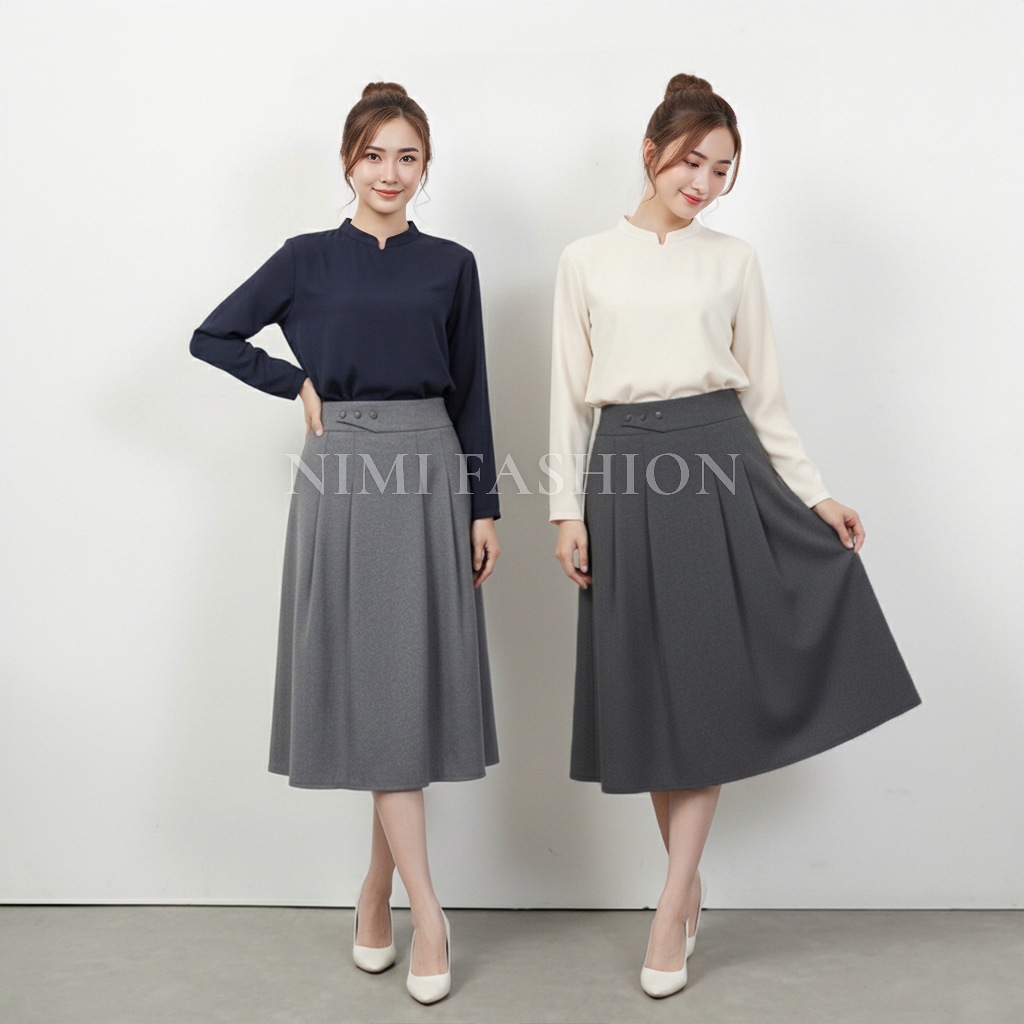 Jual NIMI – Rok Midi A-Line High Waist Premium Rok Kerja Wanita Kantor ...