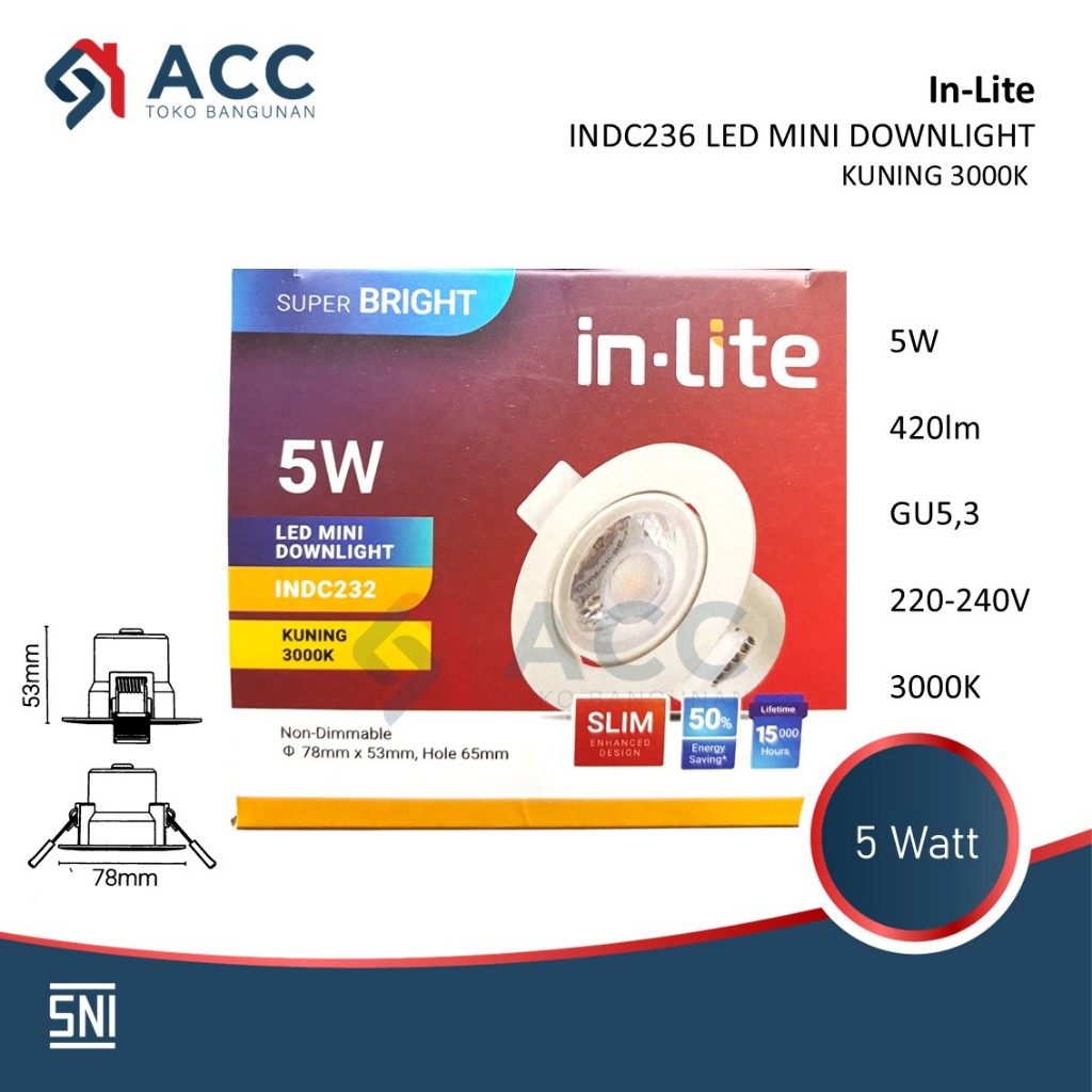 Jual INLITE INDC232 5W WATT LED SPOTLIGHT SPOT LIGHT | Shopee Indonesia