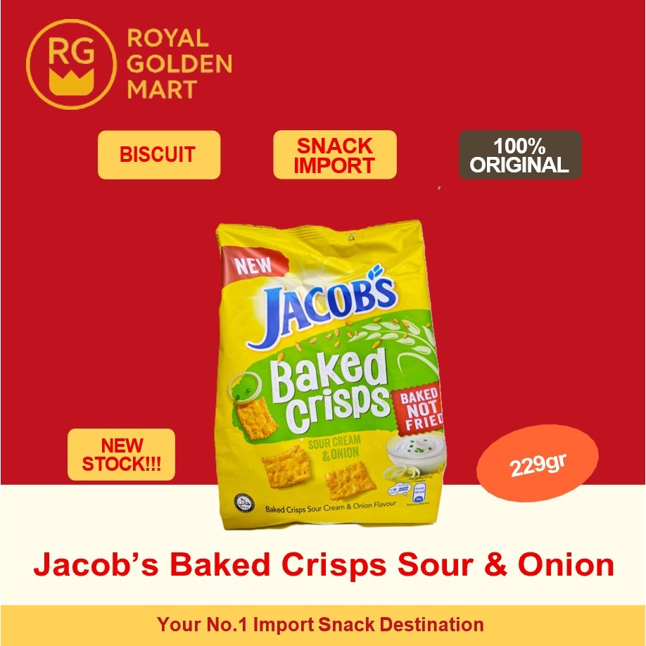 Jual Jacobs Baked Crisps Sour Cream & Onion (229g) | Shopee Indonesia