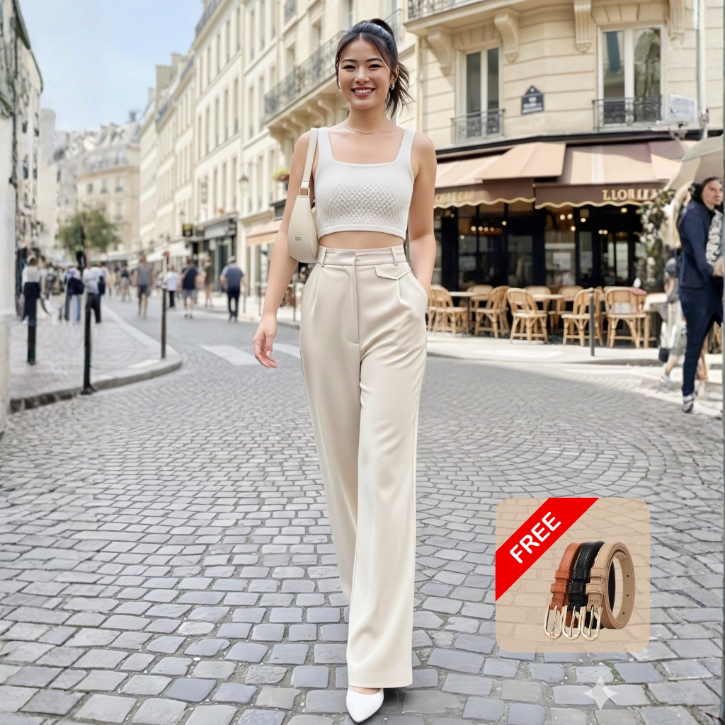 [Kaia] Oro Highwaist Loose Pants Premium Semiwool