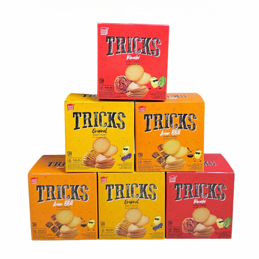 Jual TRICKS SNACK BAKED CRISPS ORIGINAL / ASIAN BBQ / KIMCHI 1 BOX ISI ...