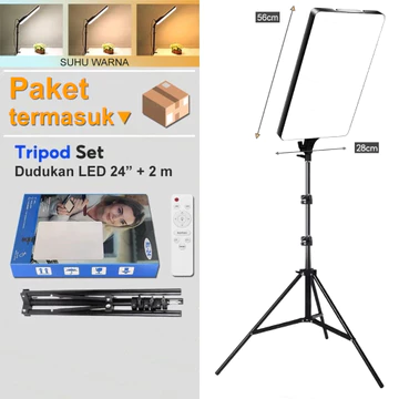 Lampu LED Panel Datar 11 24 Inci Dengan Tripod Lampu Studio Foto Video Penerangan Sorot