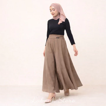 Kulot Lebar Sakura Polos Karet Belakang Kulot Payung Bahan Jatuh Big Size Bawahan Wanita Casual