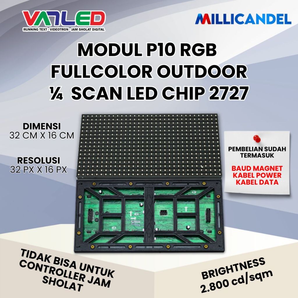 Jual Panel Modul Module Running Text P10 RGB Full Color SMD 1/4 Scan ...