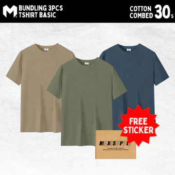 Maxisupply 3pcs Tshirt Polos Basic Tangan Pendek 30S (DSC) Baju Polos Pria Wanita