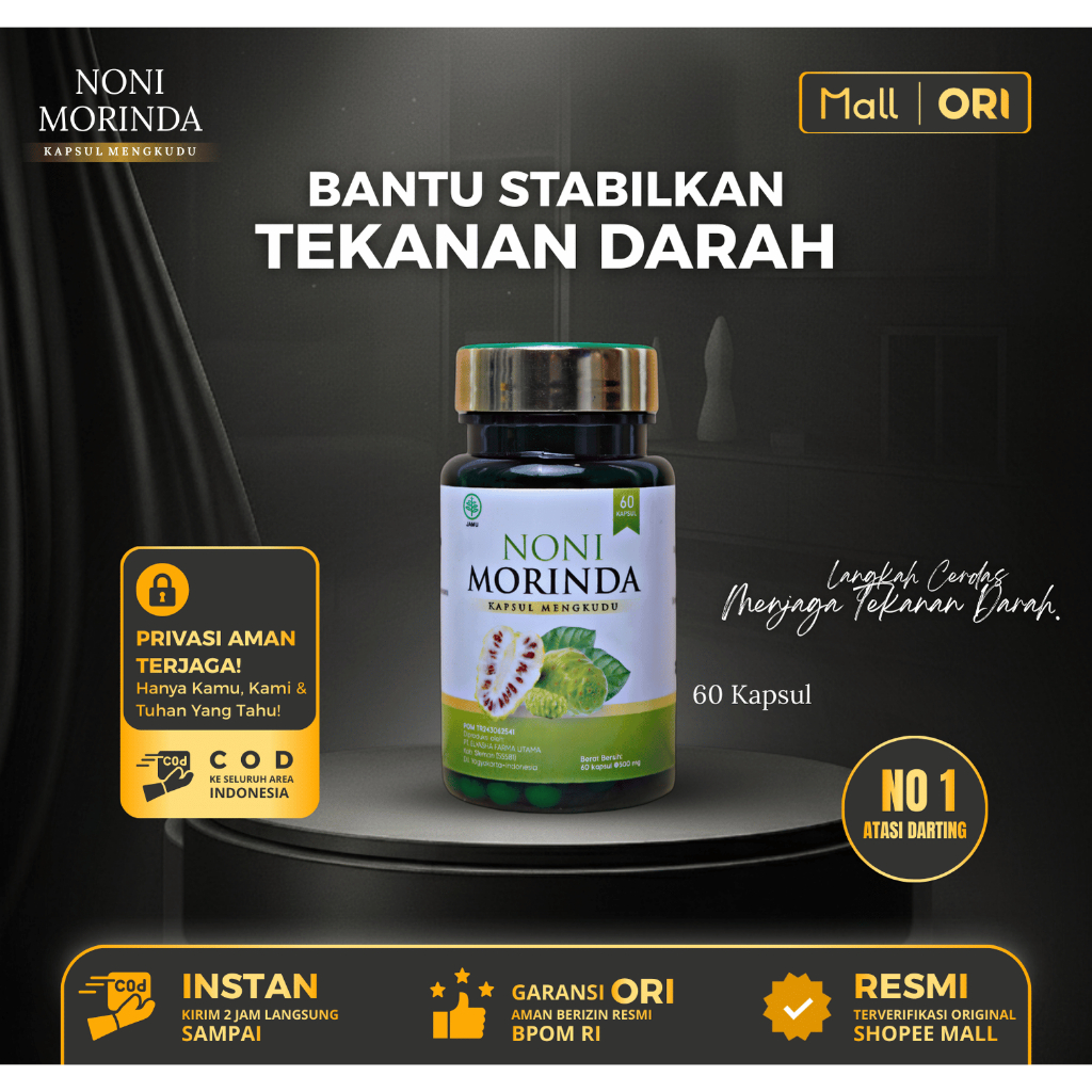 Noni Morinda Membantu Menangani Masalah Hipertensi Kolestrol Dan Menstabilkan Tekanan Darah Berlebih Bpom 60 Kapsul