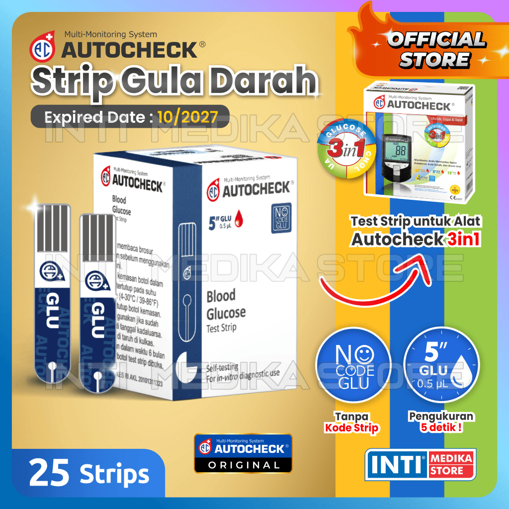 Jual AUTOCHECK - Strip Gula Darah Isi 25 pcs Refill Glucose Test Strip ...