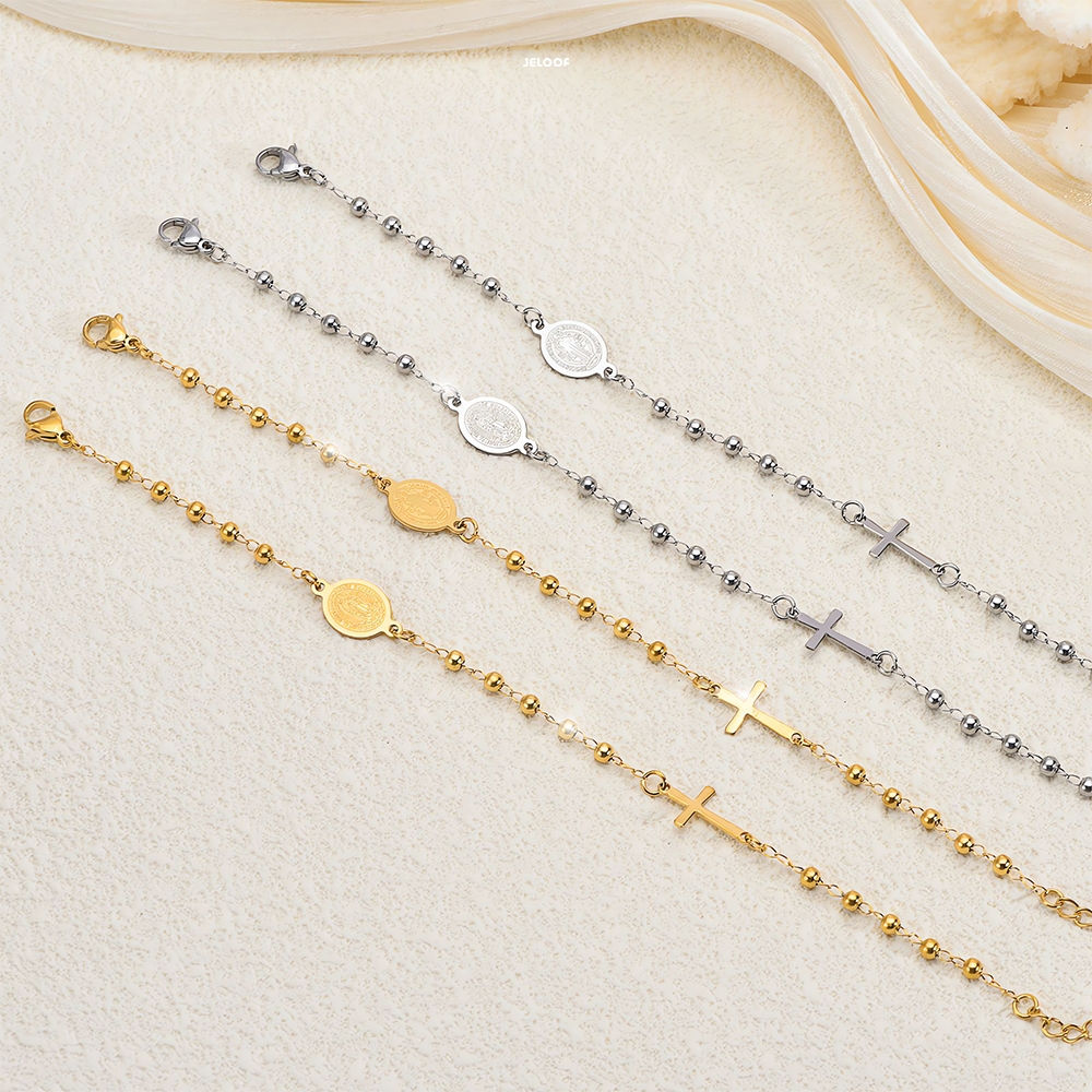 JELOOF Gelang Rosario Salib BISA UKIR | Garansi Antikarat 2