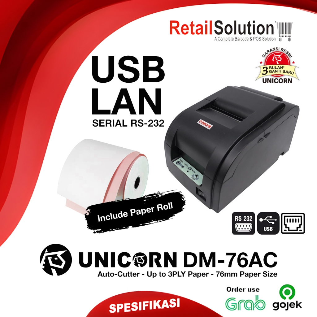 Jual Printer DotMatrix USB LAN Auto-Cutter - Unicorn DM76AC DM-76AC ...
