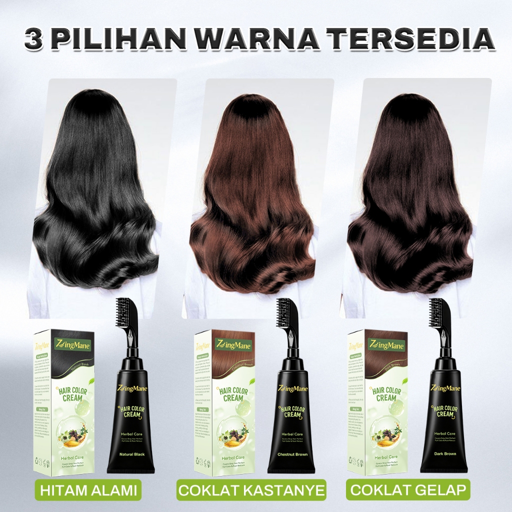 ZingMane Pewarna Rambut Alami 100ML dengan Sisir foto 3