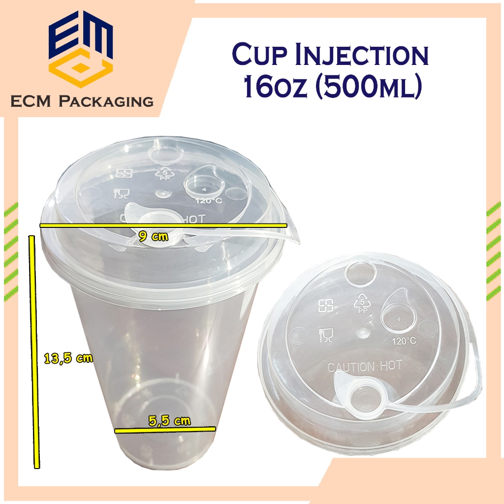 Jual Cup Injection 16oz + LID (Tutup) + Stopper BAHAN TEBAL (25pcs ...