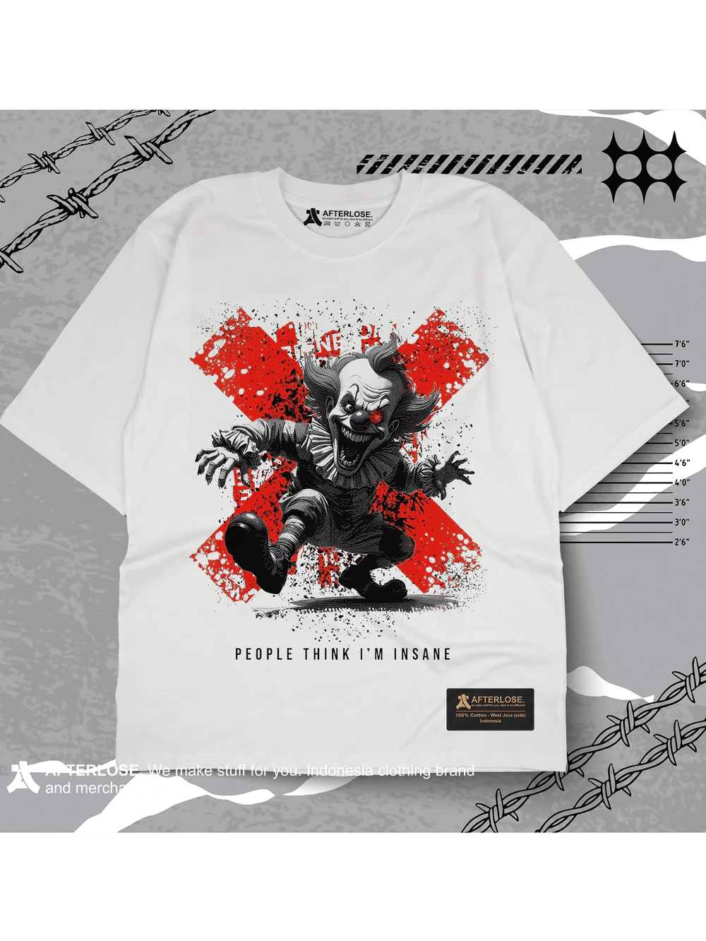 KAOS OVERSIZE JOKER PEOPLE THINK I'M INSANE AFTERLOSE.ID