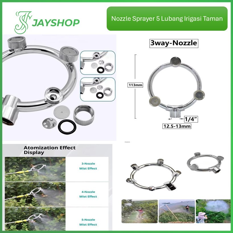 Nozzle Sprayer 5 Mata Kepala Sprayer Kabut Halus 5 Lubang Melingkar Irigasi Taman Round Sprayer