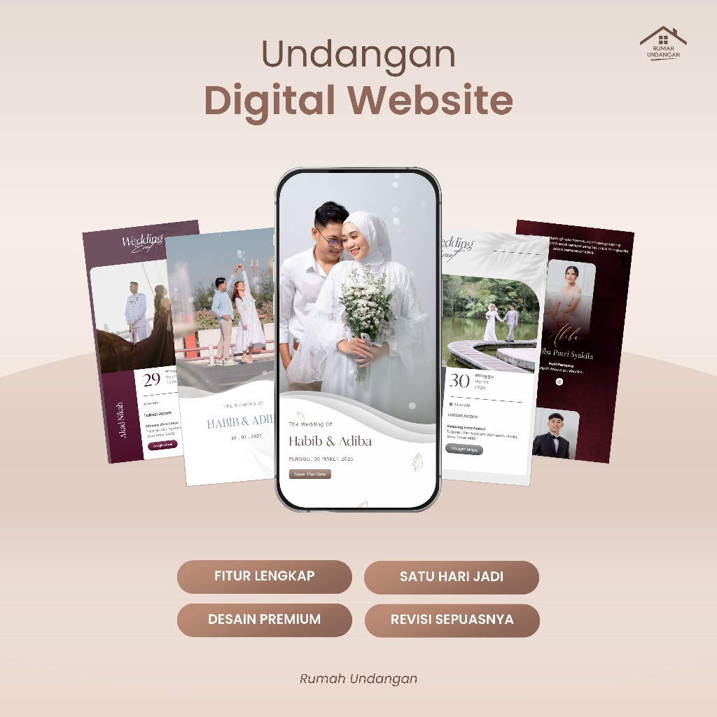 Undangan Digital Website Pernikahan Tema Minimalist Luxury - Tema Foto & Tanpa Foto