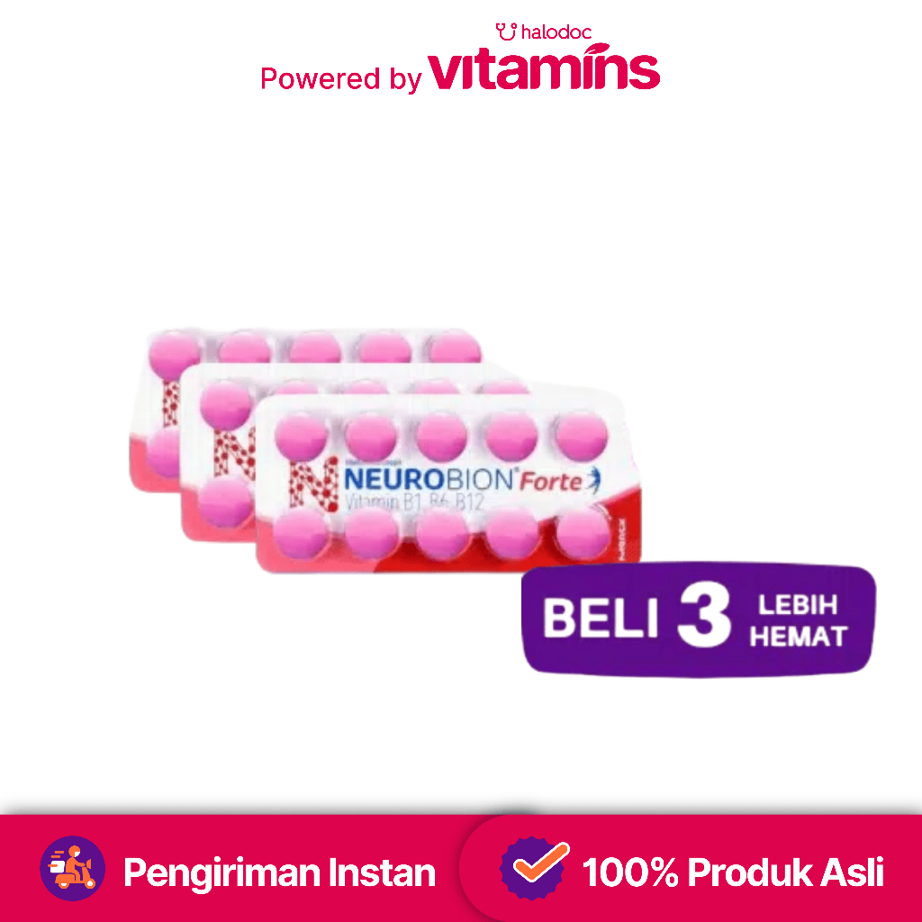 [Bundle Isi 3 Strip] Neurobion Forte Untuk Kebutuhan Vitamin B1, B6, B12 isi 10 Tablet