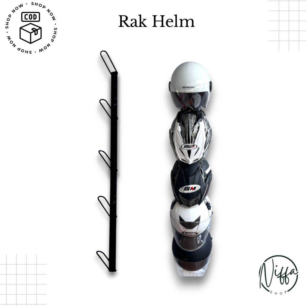 Jual Rak Helm Dinding Besi Hollow 3 & 5 Tingkat - Rak Gantung Helm Kuat ...