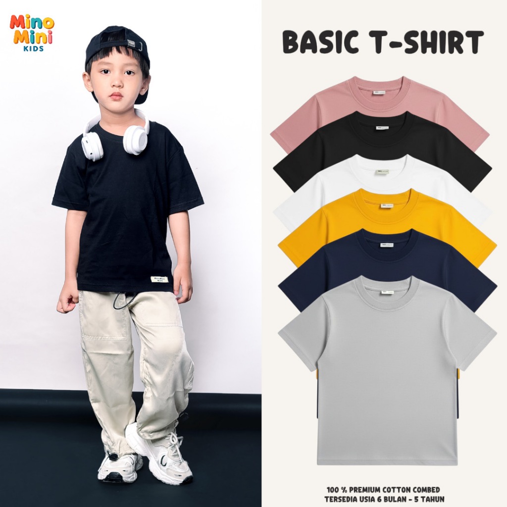 Jual MinoMini Kids - Kaos Polos Anak 100 % combed cotton 30s –Unisex ...