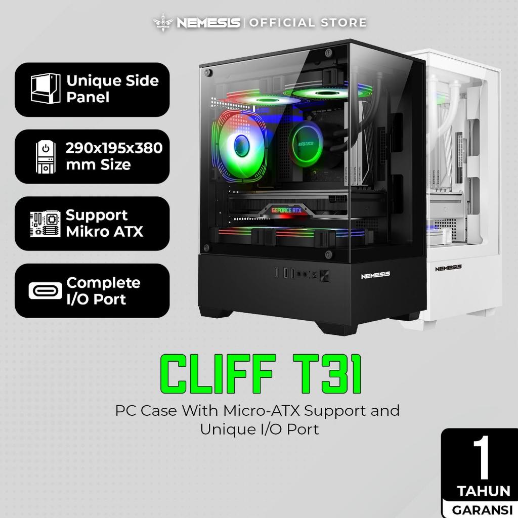 Nemesis T31 CLIFF Gaming PC Case Tempered Glass Non Fan