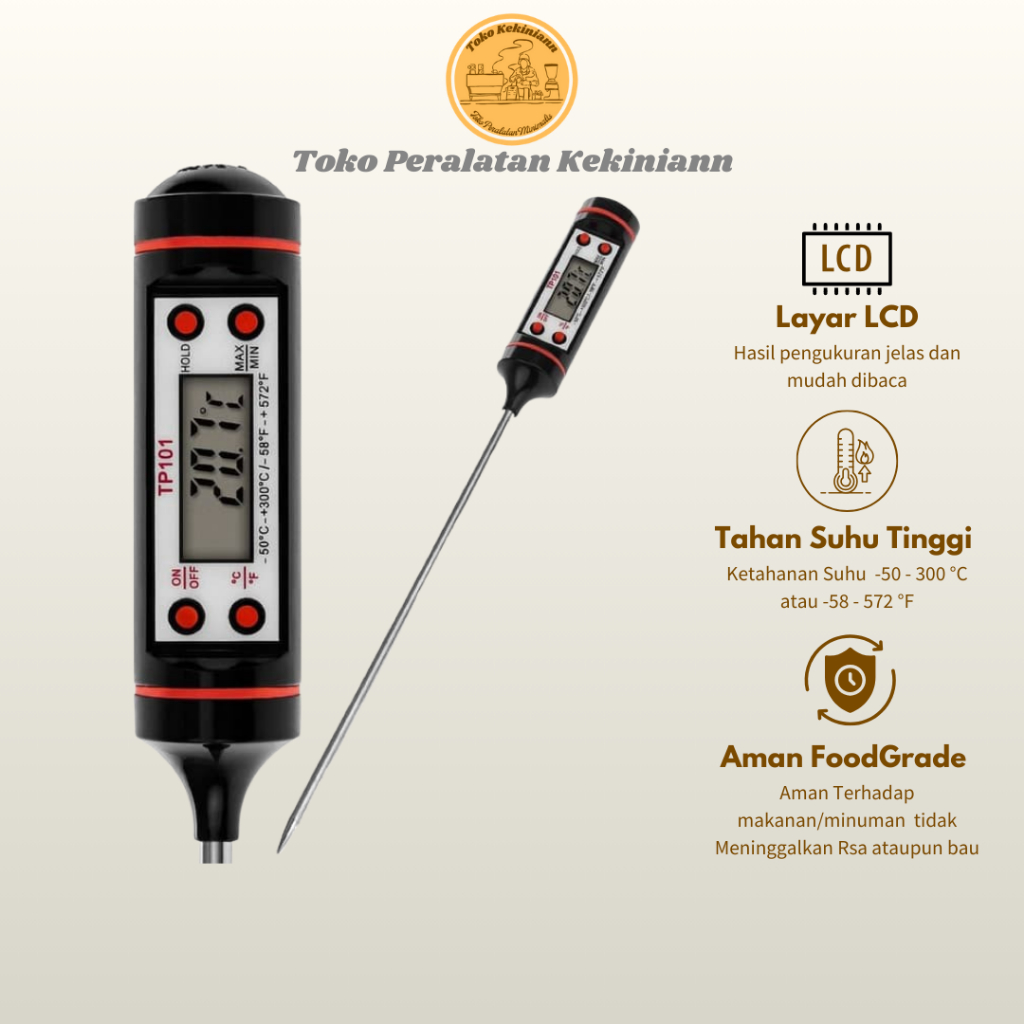 Jual TW Termometer Digital Jarum Pengukur Suhu Makanan Daging Kopi Susu ...