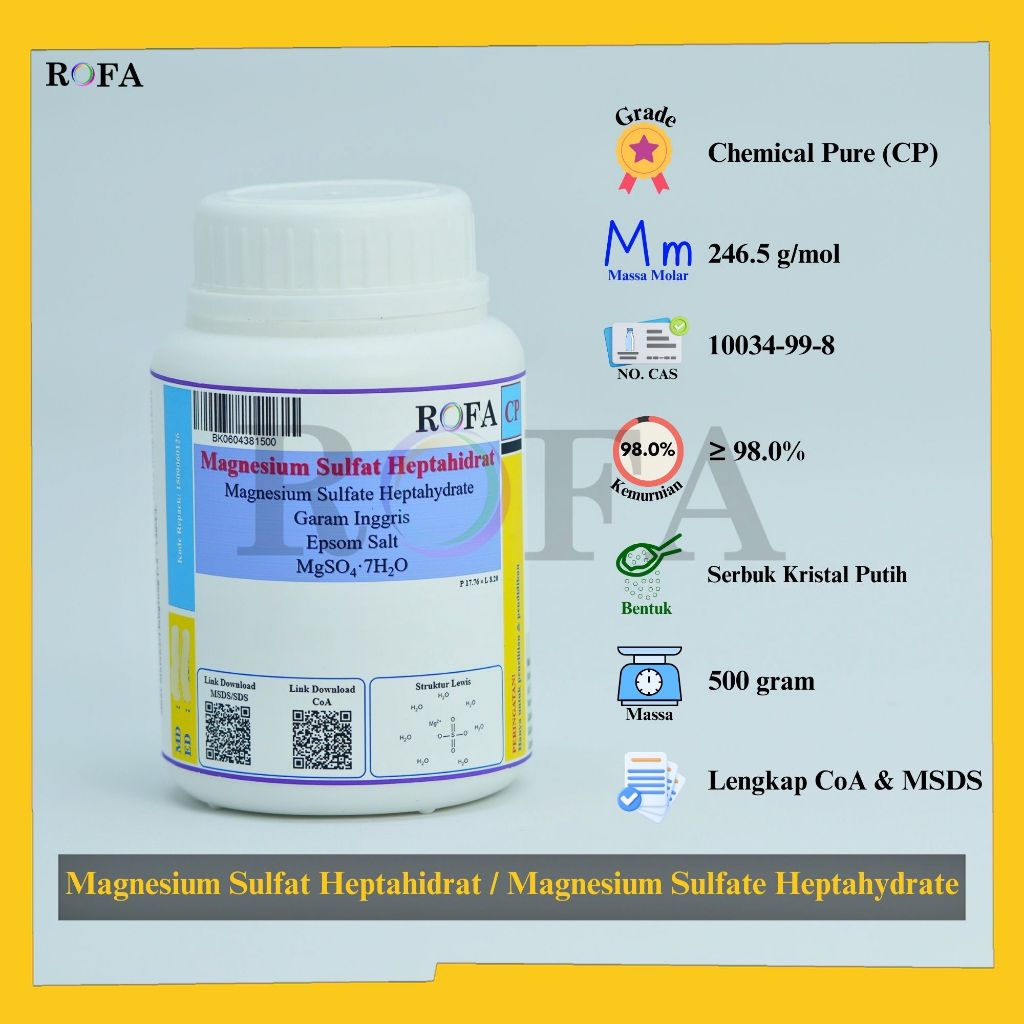 Jual ROFA Magnesium Sulfat Heptahidrat / Magnesium Sulfate Heptahydrate ...