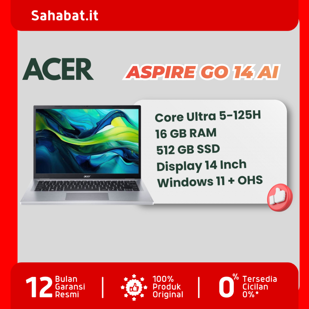 Jual Laptop Acer Aspire GO14 AI Core Ultra 5-125H 16GB RAM 512GB SSD ...