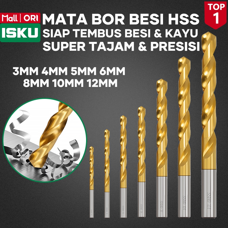 Jual ISKU Mata Bor Besi HSS Twist Drill Bit Mata Bor Baja Ringan Kayu ...