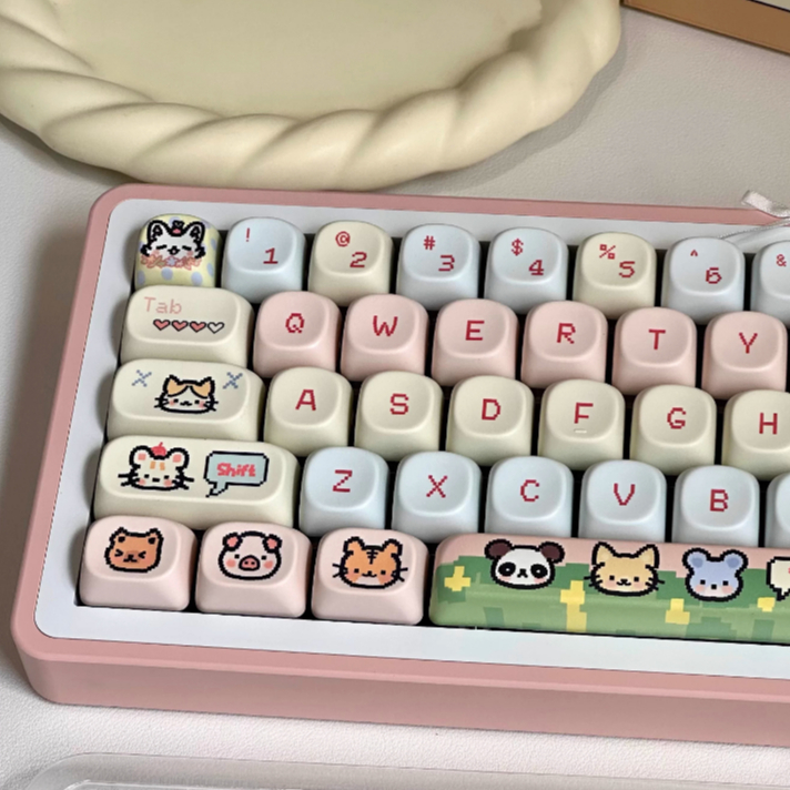 Jual Bijou PIXEL PX95 Cute Animals Pixel PBT 95 keys MOA Keycap Set ...