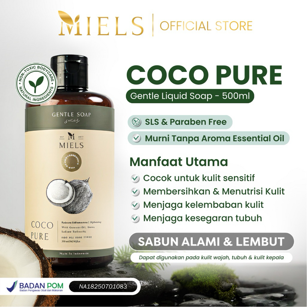 Miels - Coco Pure Gentle Soap Series 500ml - Face & Body Liquid Soap
