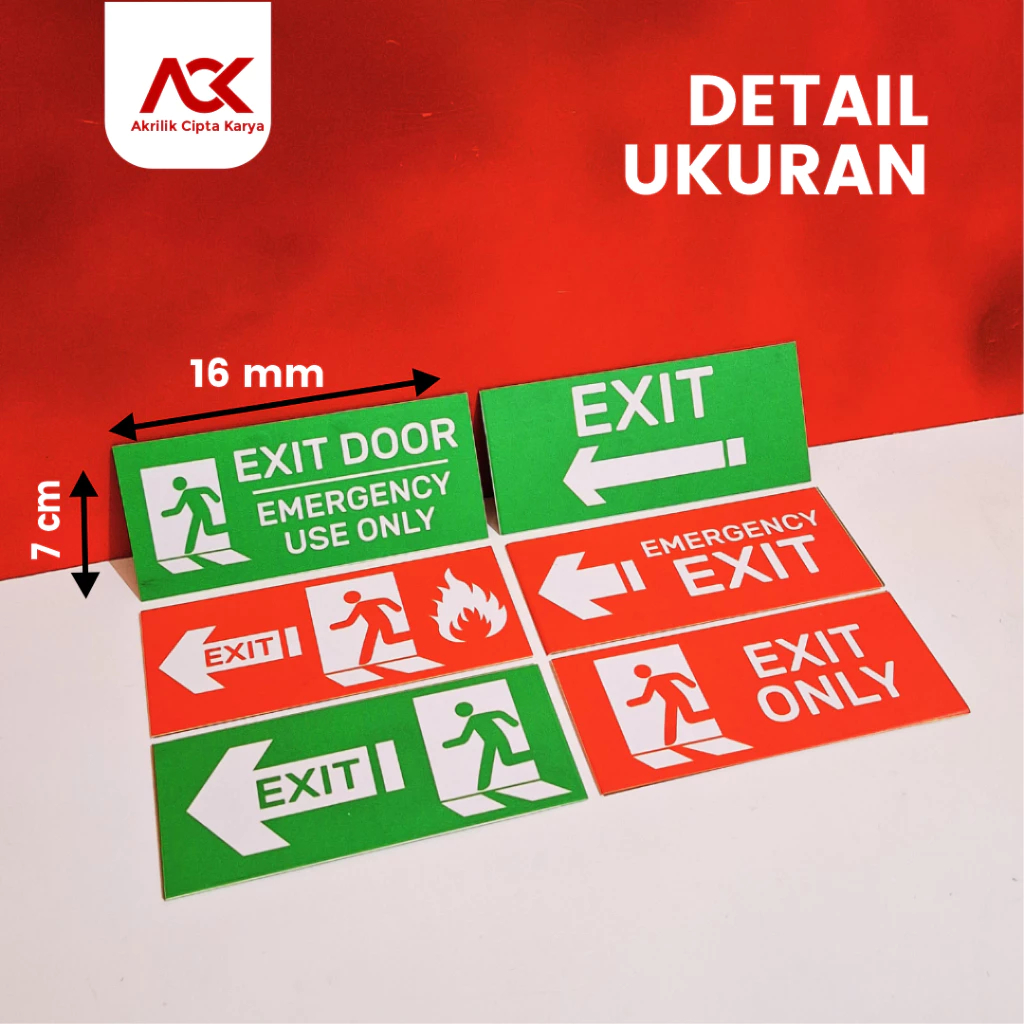 Jual SIGN AKRILIK EMERGENCY EXIT | PAPAN PETUNJUK KELUAR DARURAT RAMBU ...