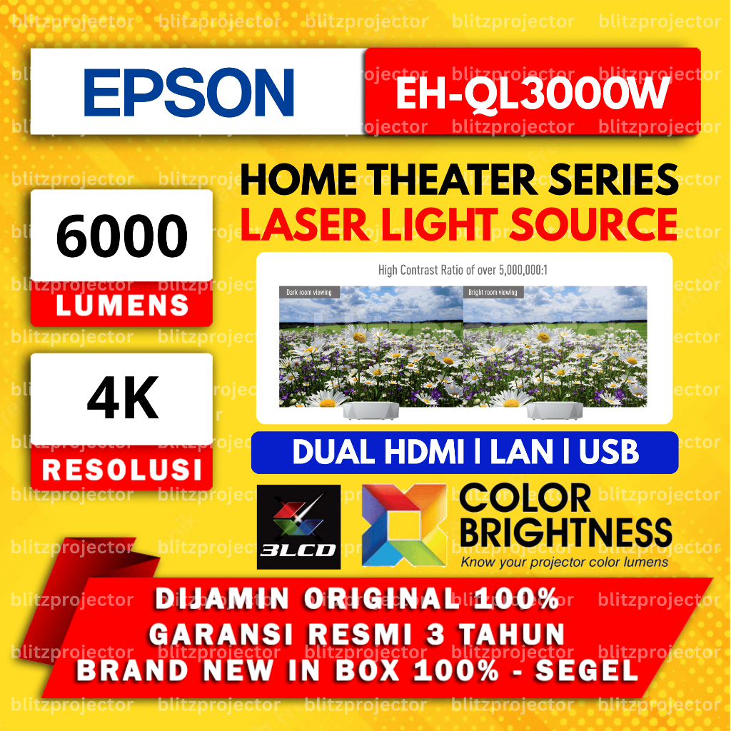 Jual Proyektor Epson EH-QL3000W Home Theater 4K Resolution 6000 Lumens ...