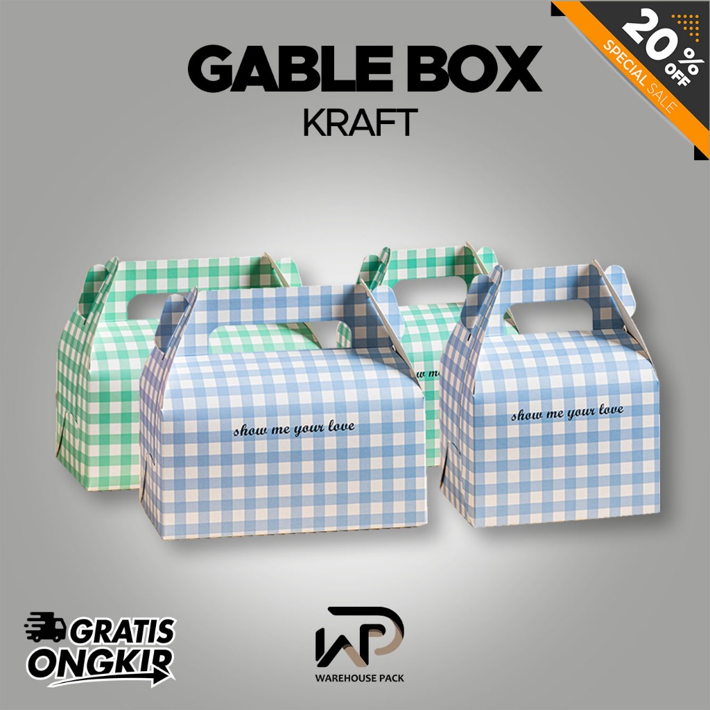 Jual Box Kue | Gable Box Dus Motif Kotak | Kotak Souvenir Kraft Korea ...