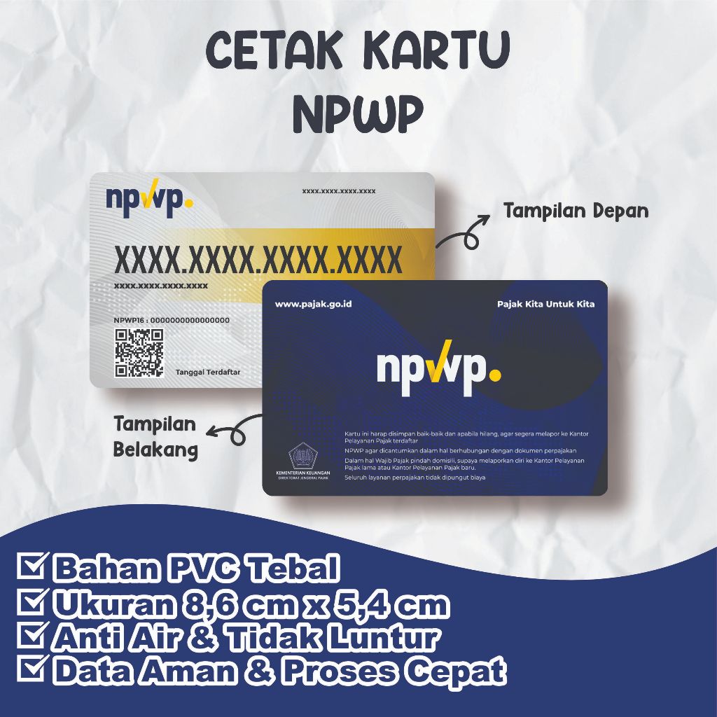 Jual Cetak Kartu NPWP / Kartu NPWP Bahan PVC / Cetak Kartu NPWP / Cetak ...