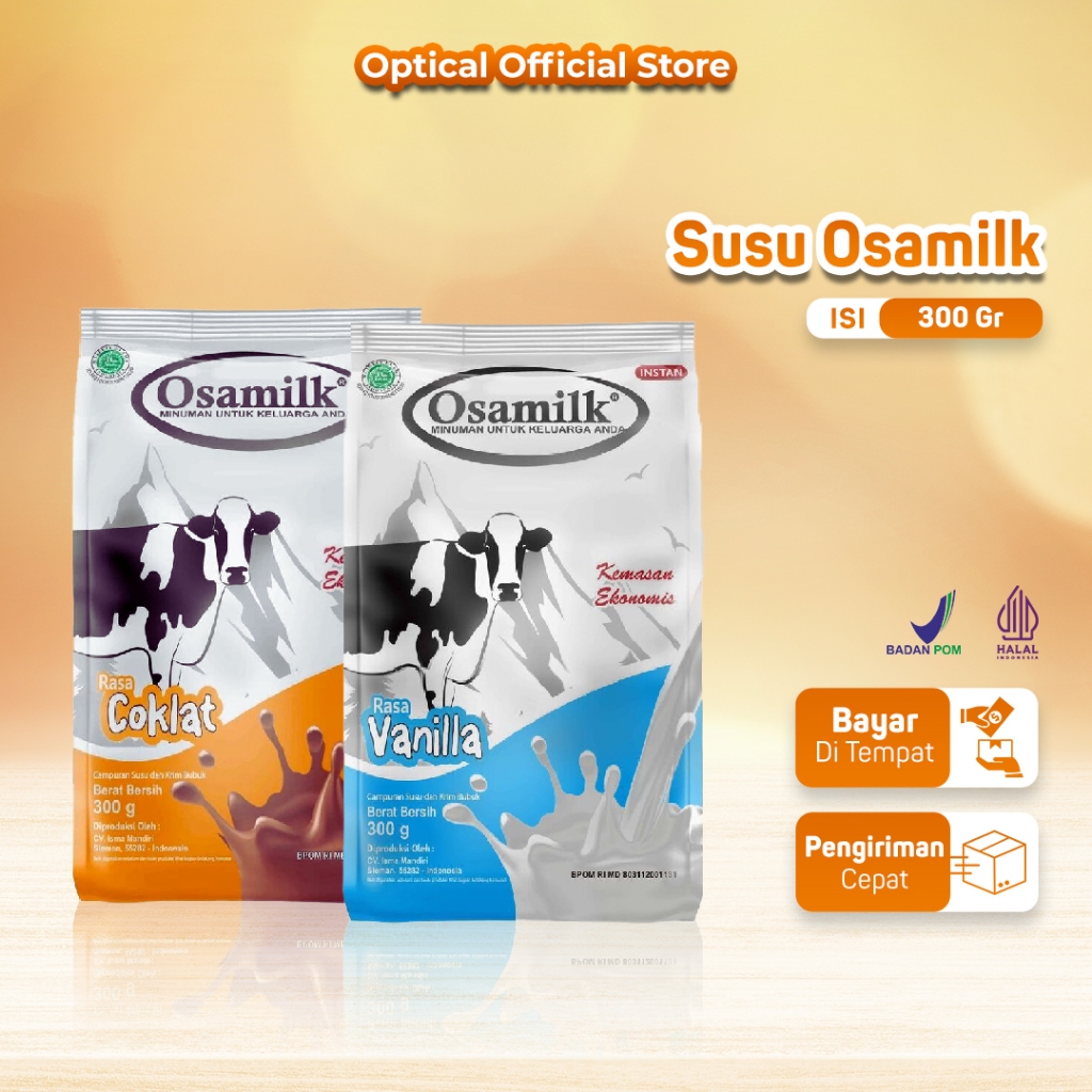 Jual Susu Sapi Bubuk Osamilk Original Rasa Vanilla dan Coklat Isi 300 ...