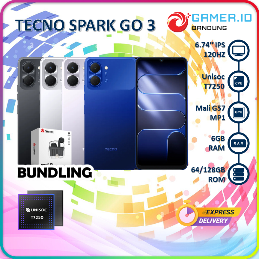 Jual TECNO SPARK GO 3 4GB 64GB/128GB 6.74 INCH IPS 120HZ GARANSI RESMI ...
