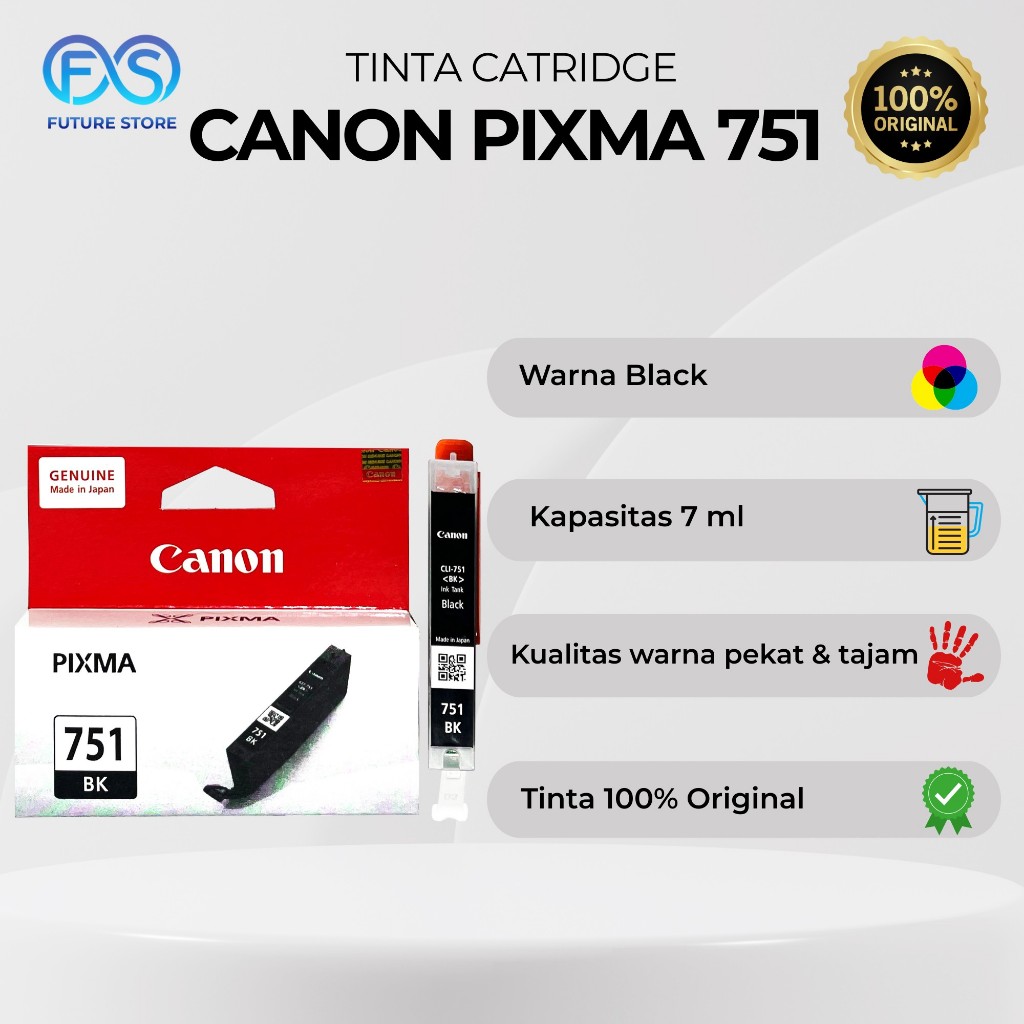 Jual Tinta Cartridge Canon 751 Black For Printer IP7270 IP8770 IX6770 ...
