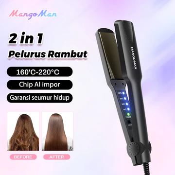 MangoMan 2 In 1 Catok Rambut Fast Heating Dan Pelurus Rambut Super Cepat Catok Lurus Catok