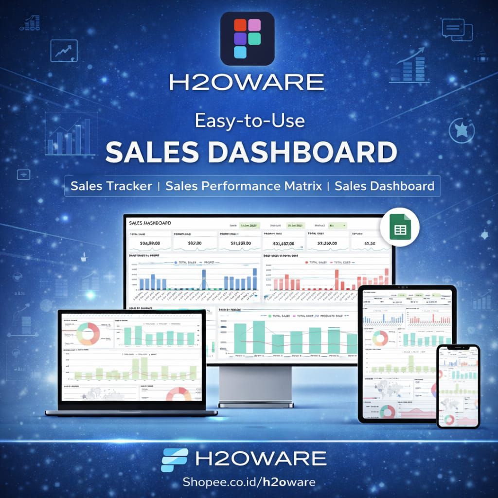 Jual Termurah KPI Sales Dashboard Spreadsheet + Database Report Laporan ...