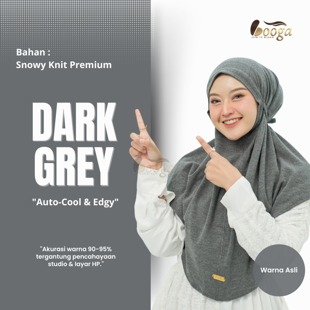 Booga Bergo Knit Tali Premium (Menutup Dada) Jilbab Instan Knit Kaos Anti Melorot Hijab Daily