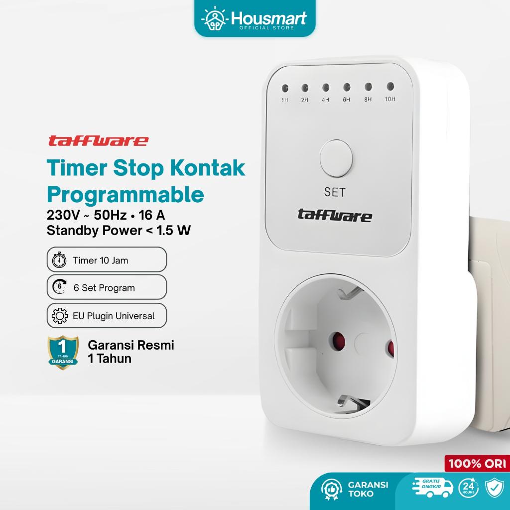 Jual Taffware Stop Kontak Programmable Timer Switch 6 Program 230V/16A ...
