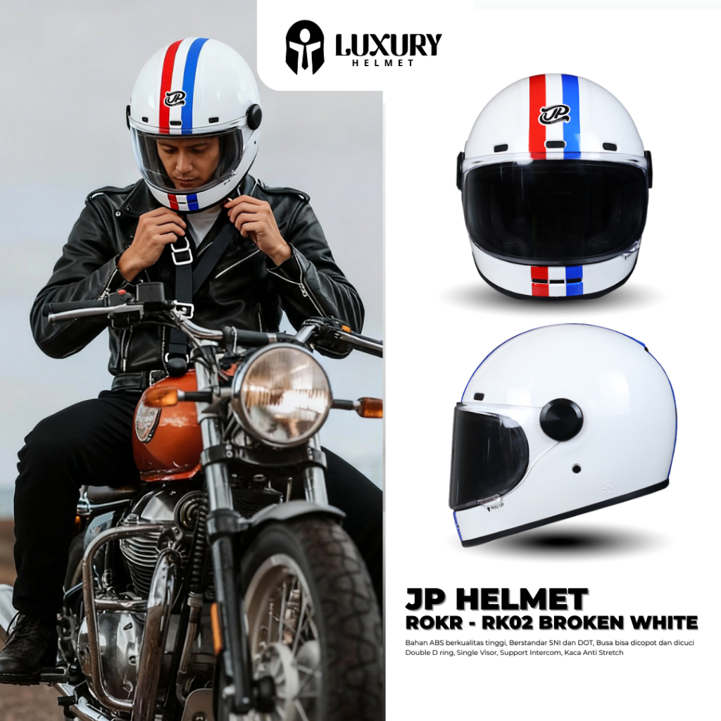 Jual Helm JP ROKR RK02 Fullface Classic Retro | Shopee Indonesia