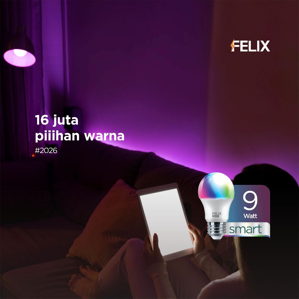 Jual FELIX SMART LED 9W RGB Tunable White 16 Juta Warna Cahaya Wifi ...