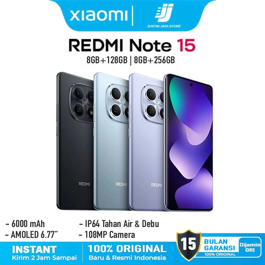 Xiaomi Note 15 [8/256GB] [8/128GB] Garansi Resmi Xiaomi 15 Bulan