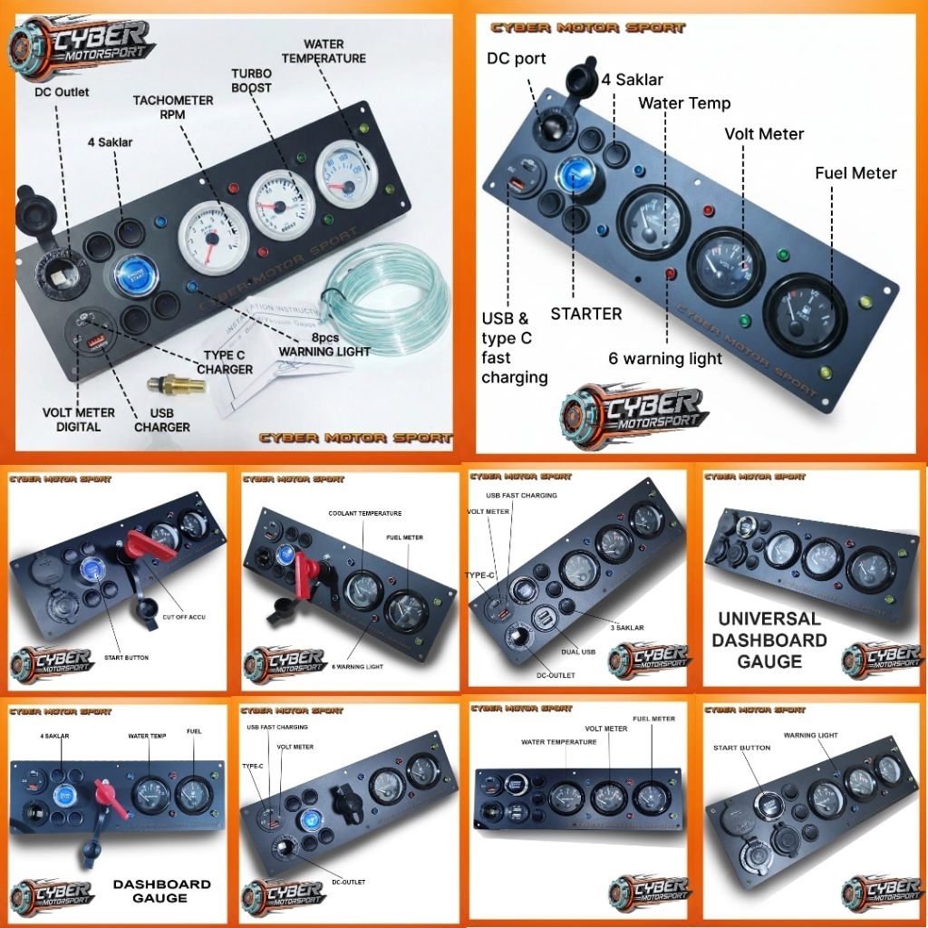 Jual indikator meteran mobil volt fuel water temp oil temp Tachometer ...