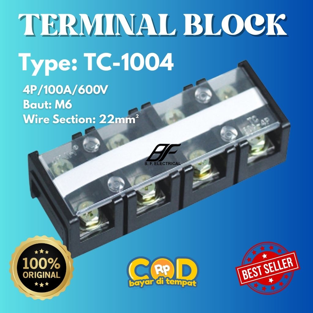 Jual Terminal Block Kabel TC 1004 4 Pole 100A -BF Electrical | Shopee ...