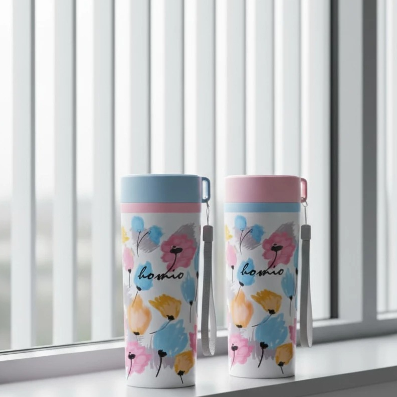 Jual BOTOL MINUM KEREN / HOMIO BOTTLE 8442 CERAMIC CUP BLUE & PINK ...