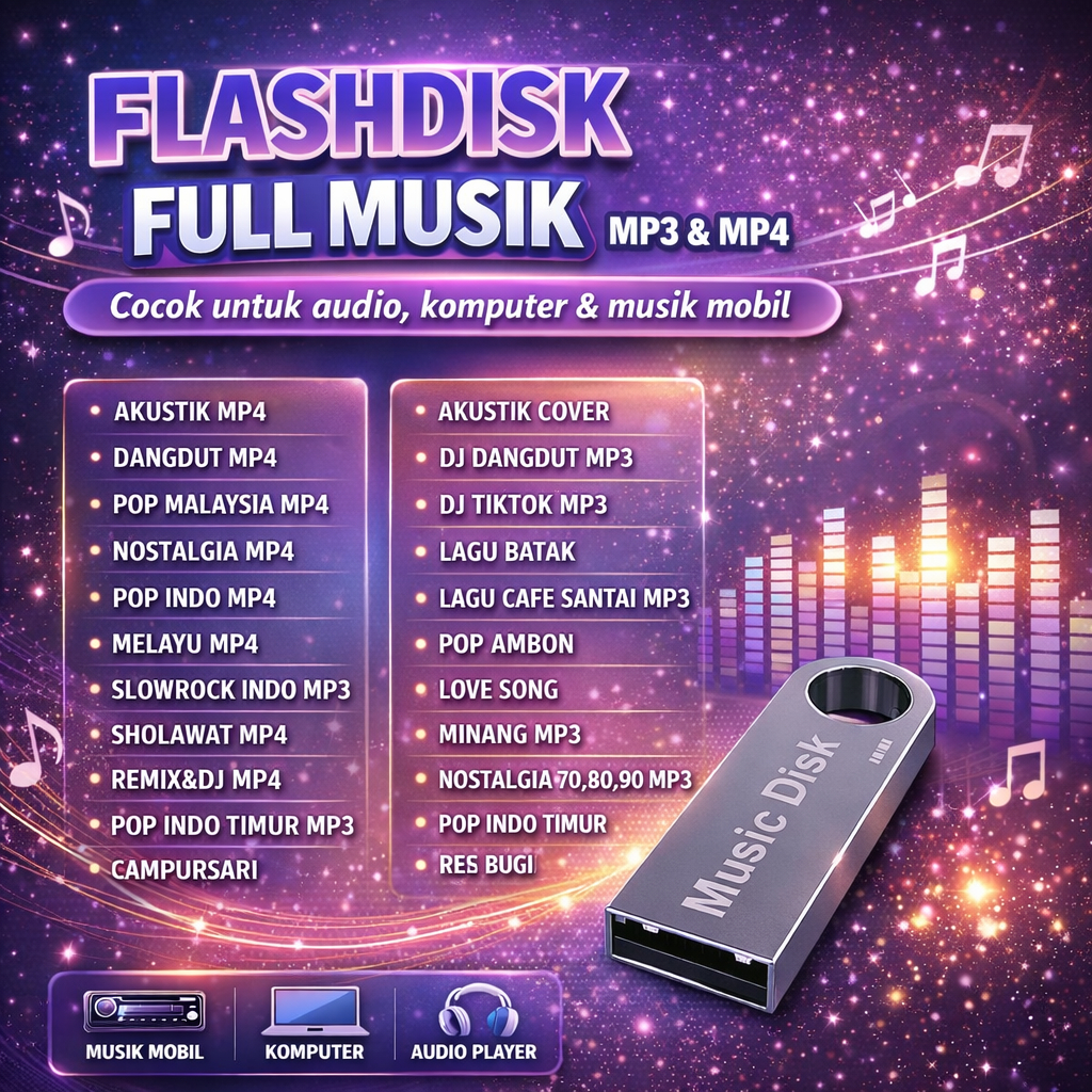 Jual Music Disk USB 32GB Lagu Indo Pop Remix Dangdut Koplo Viral 2026 ...