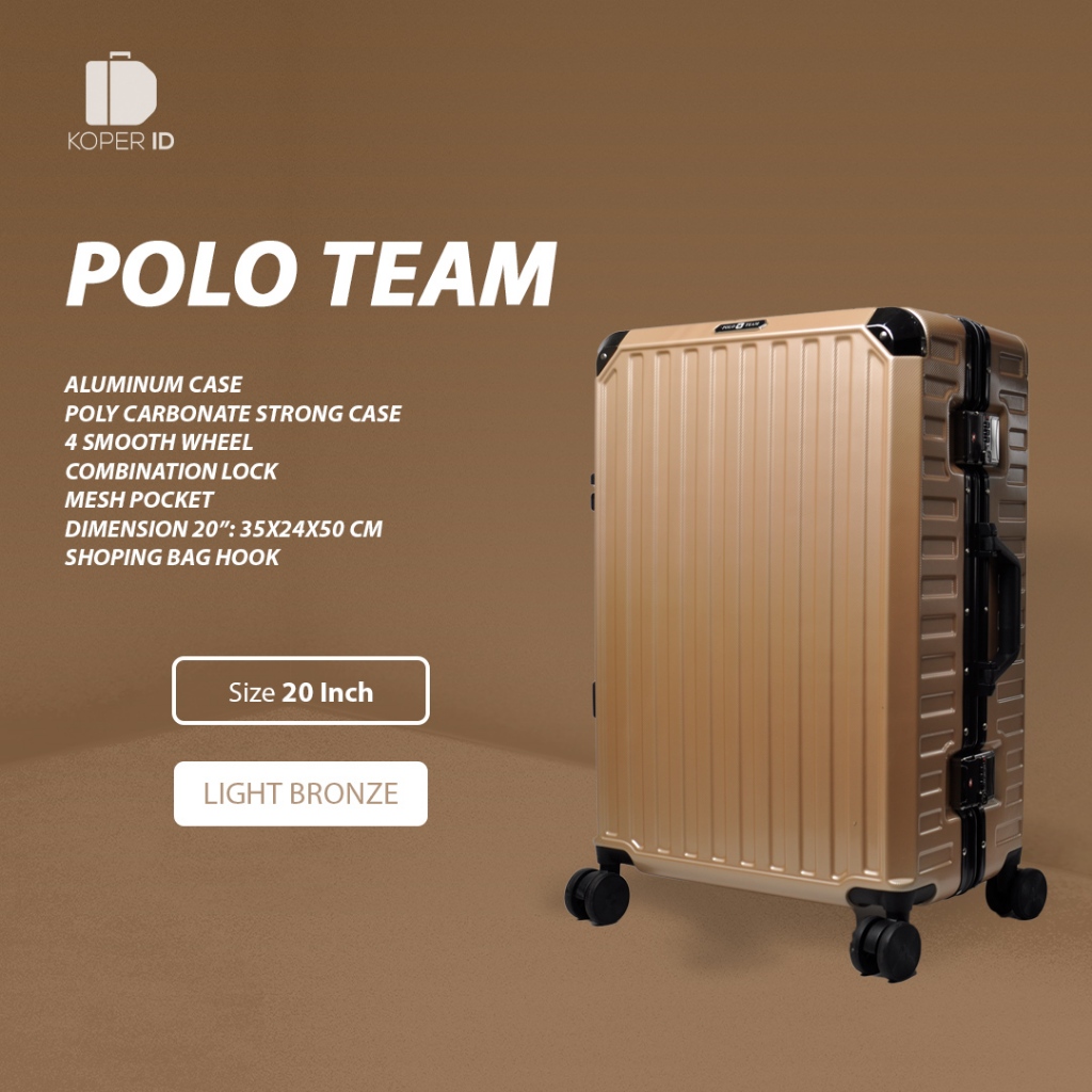 Jual Koper Hardcase Aluminum Polo Team No Zipper Size Kabin 20 Inch ...